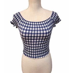 Arizona Jean Co. Blue Plaid Crop Top